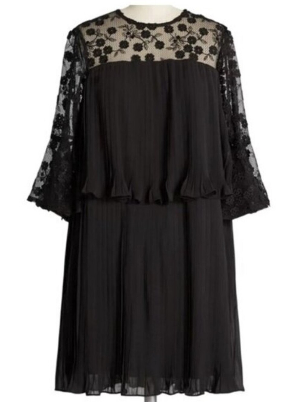 Forever Unique Dauntless Dahlias Black Tiered Lace Applique Dress Size 4 New